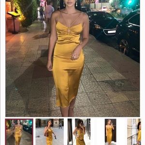 Zara gold satin dress